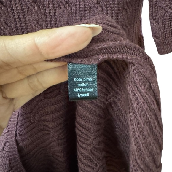 Peruvian Connection Cable Knit Sweater Dress Size MP Burgundy Red Fall Winter - Picture 5 of 8